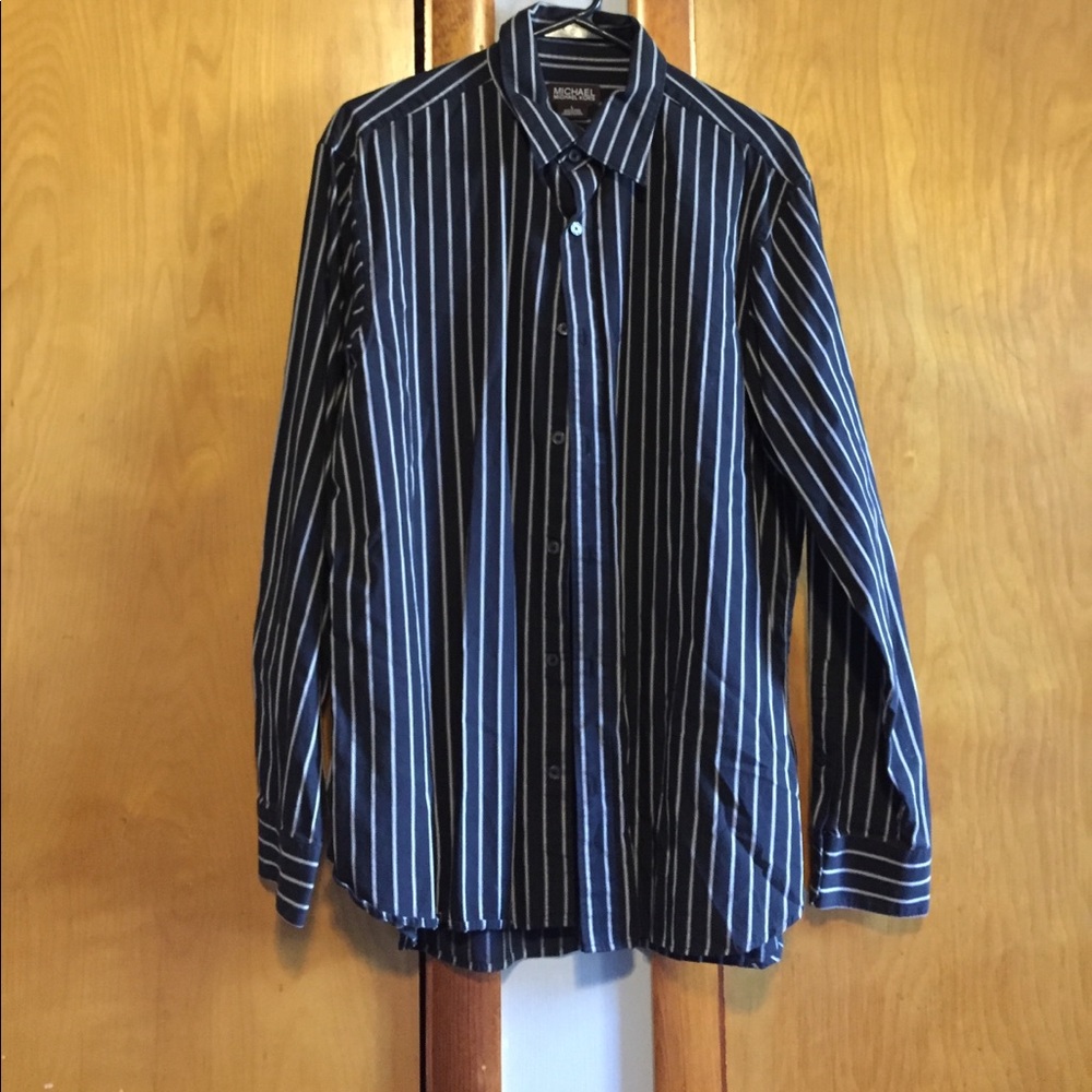 Men's large black w/stripes Michael Kors shirt