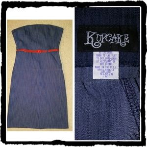 Kupcake strapless denim colored dress