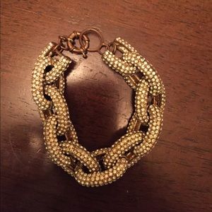 Gold Toned Pave Bracelet with Bronze Clasps