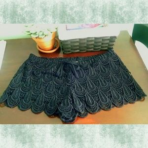 Black Lace Scalloped Shorts
