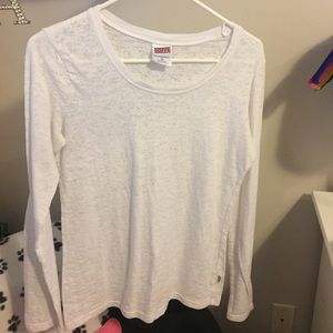 Soffe white long sleeve burn out shirt