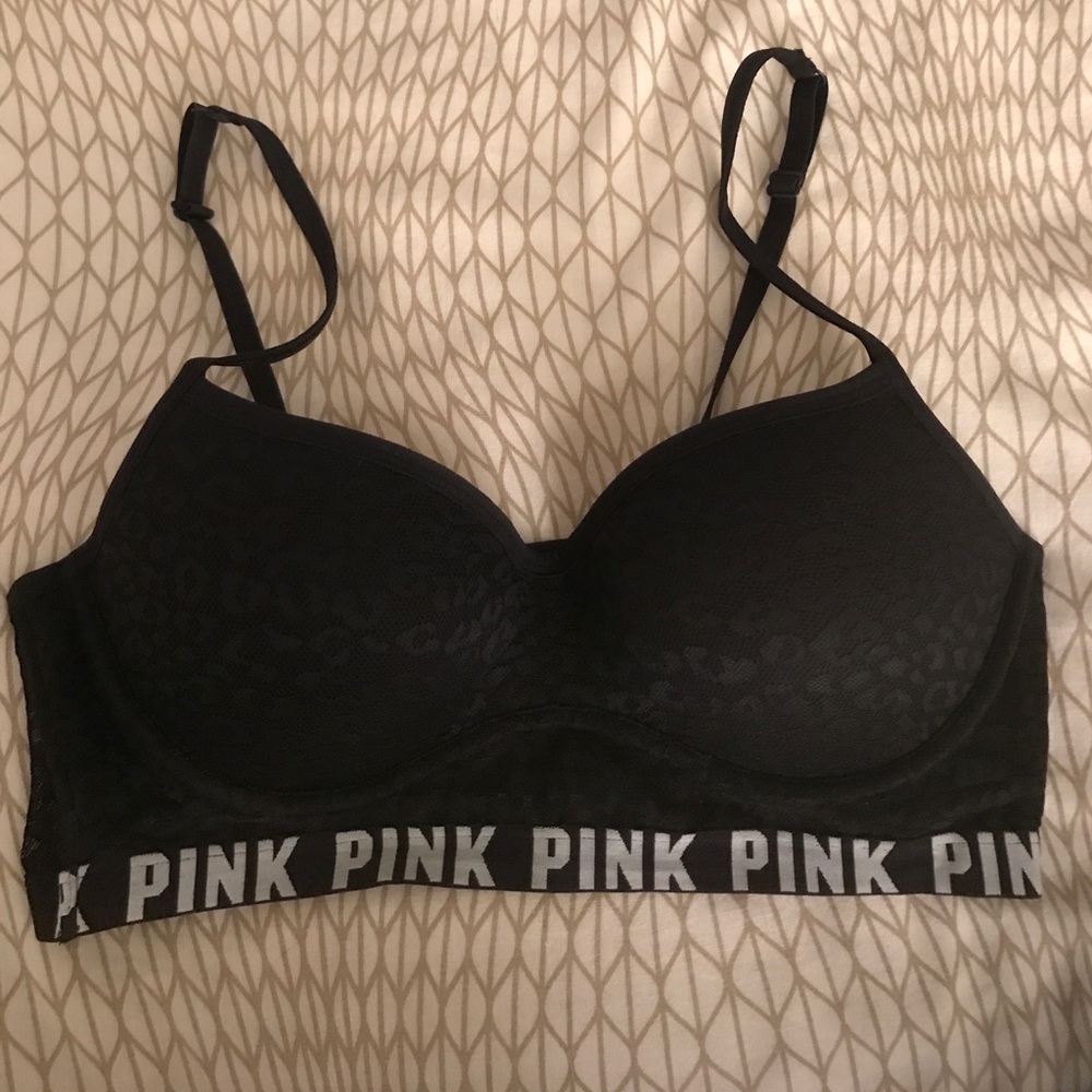 PINK black leopard bra
