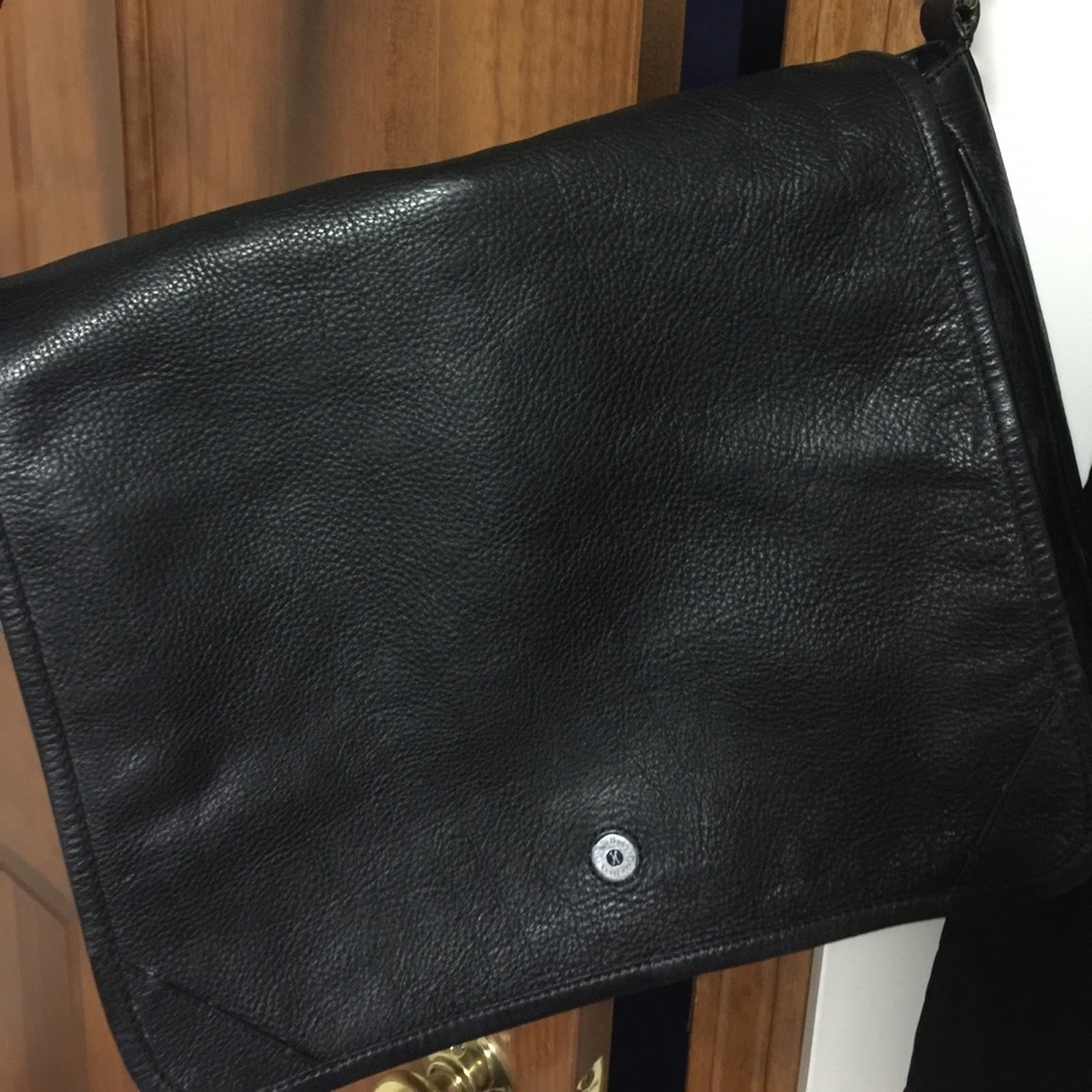 Cole Haan black leather messenger bag