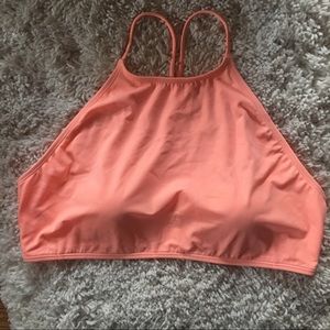 High-Neck + Strappy-Back Peach Bikini Top 🍑