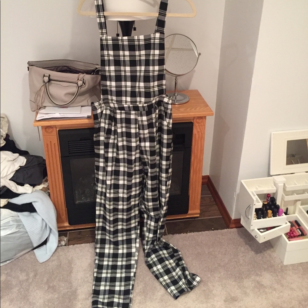 Missguided plaid overalls