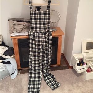 Missguided plaid overalls