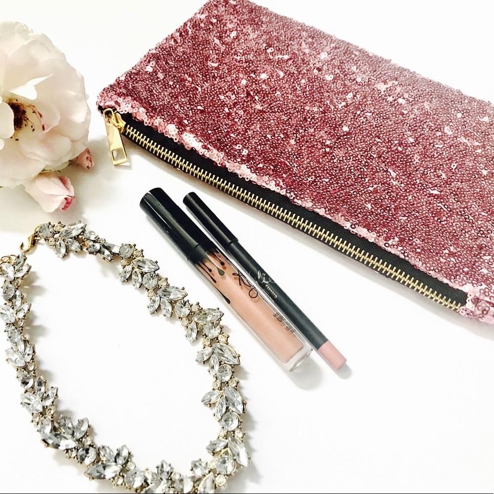 Sequins makeup bag, makeup bag, pouch,pink bag
