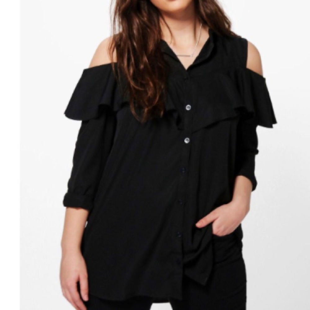Plus size new cold shoulder shirt