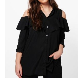Plus size new cold shoulder shirt