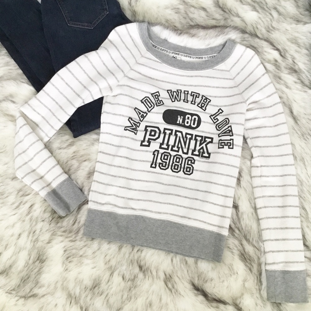 Stripe PINK Crew Neck Sweatshirt
