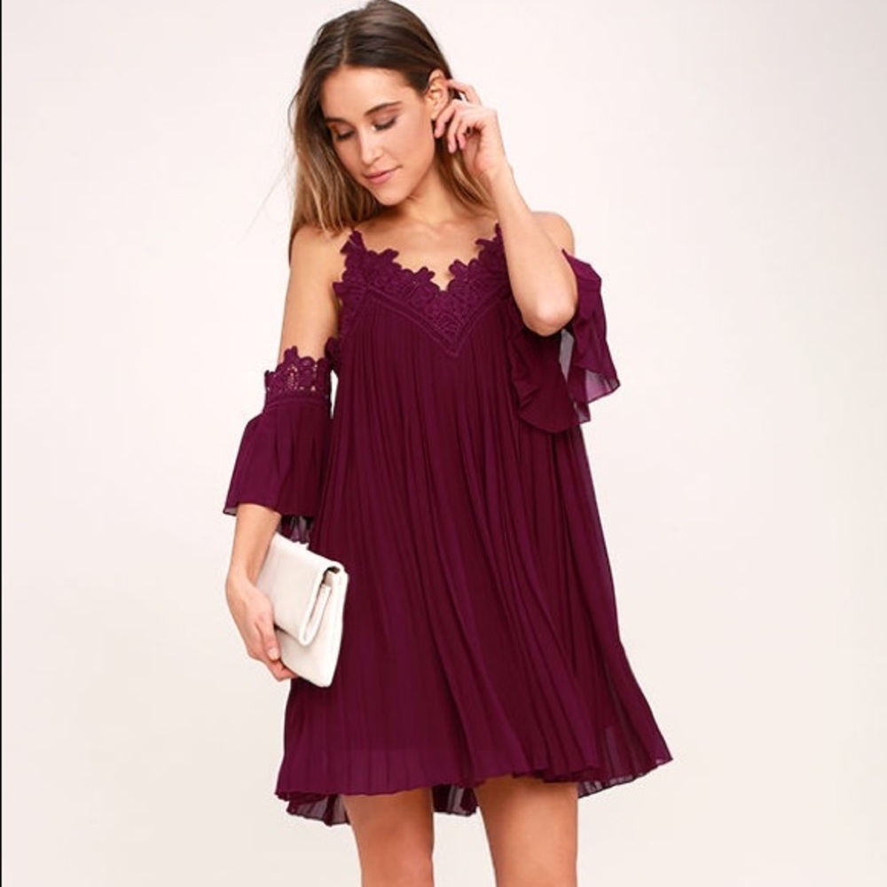 Lulus Burgundy Off-the-Shoulder Dress