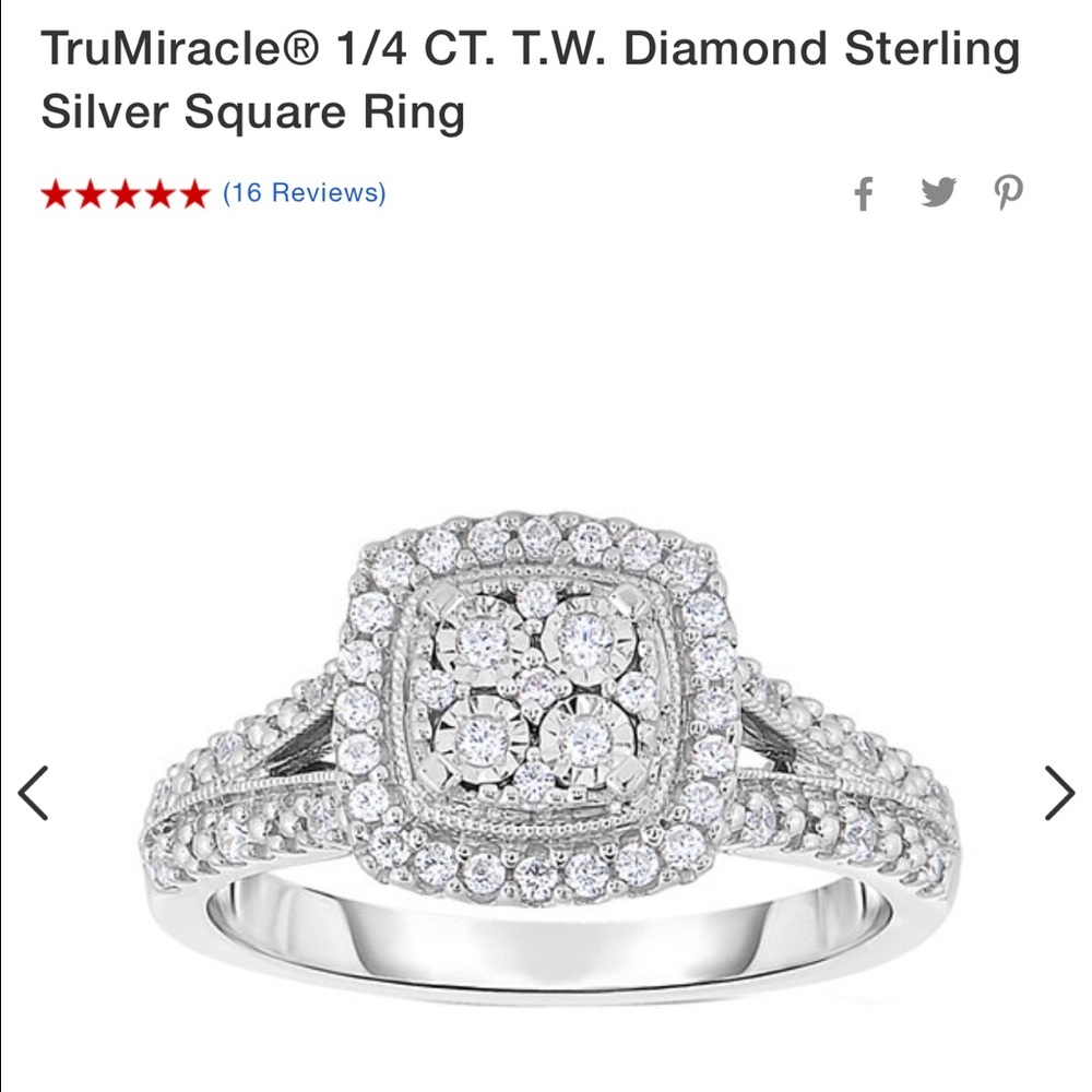 1/4 CT. T.W. Diamond Sterling Silver Square Ring