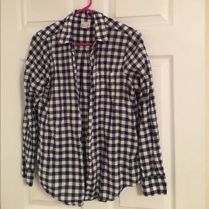 J Crew navy Gingham button down