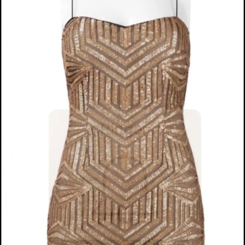 HP AIDAN MATTOX GOLD BRONZE DRESS SIZE 0 - Picture 3 of 4