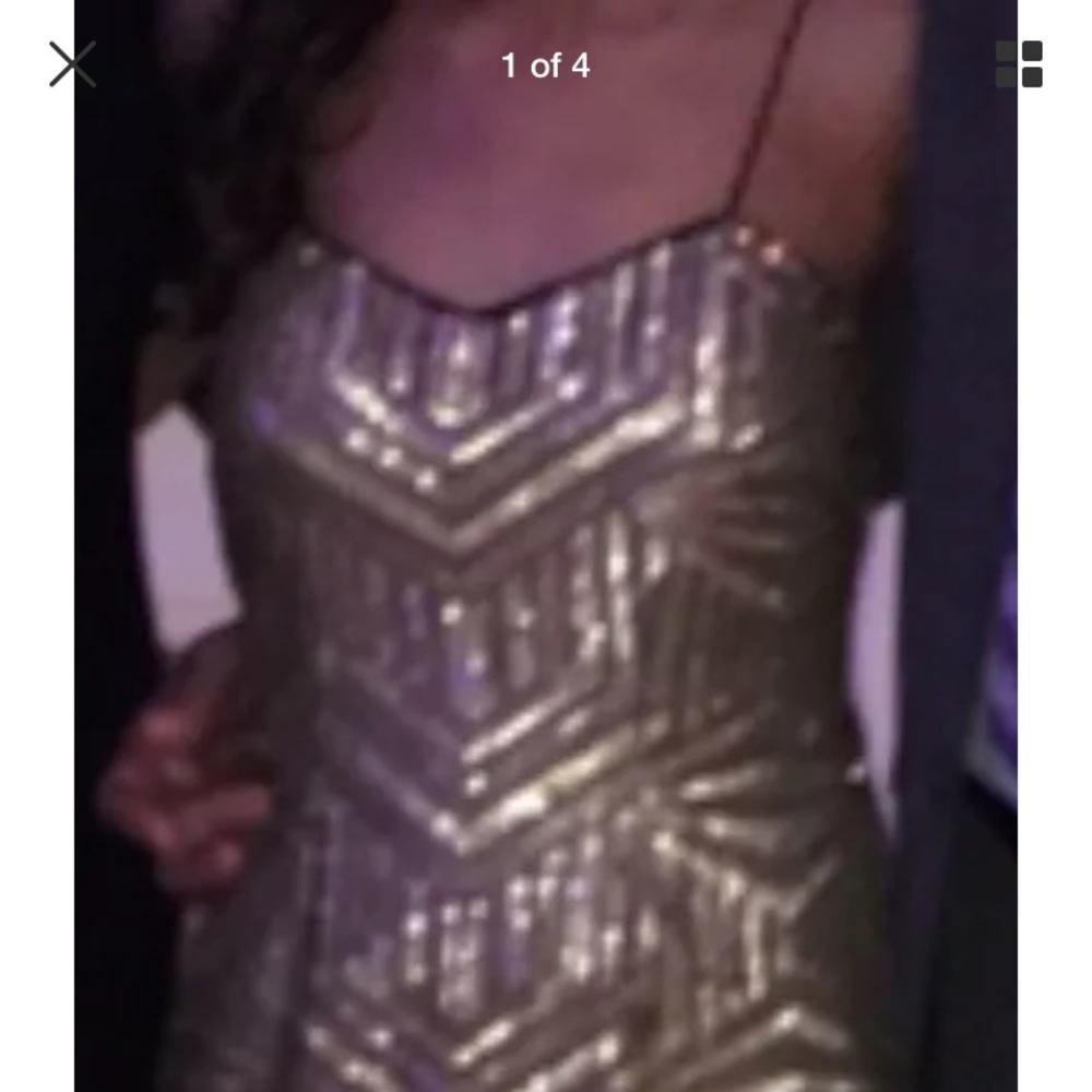 HP AIDAN MATTOX GOLD BRONZE DRESS SIZE 0 - Picture 4 of 4