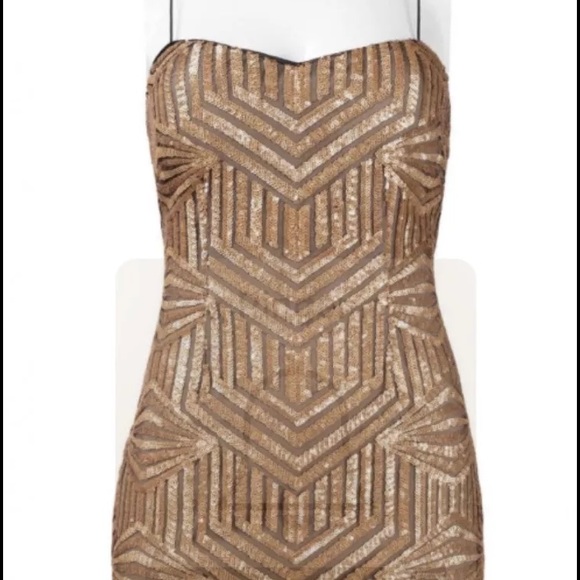 HP AIDAN MATTOX GOLD BRONZE DRESS SIZE 0 - Picture 3 of 4
