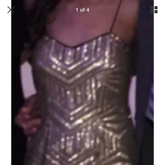 HP AIDAN MATTOX GOLD BRONZE DRESS SIZE 0 - Picture 4 of 4