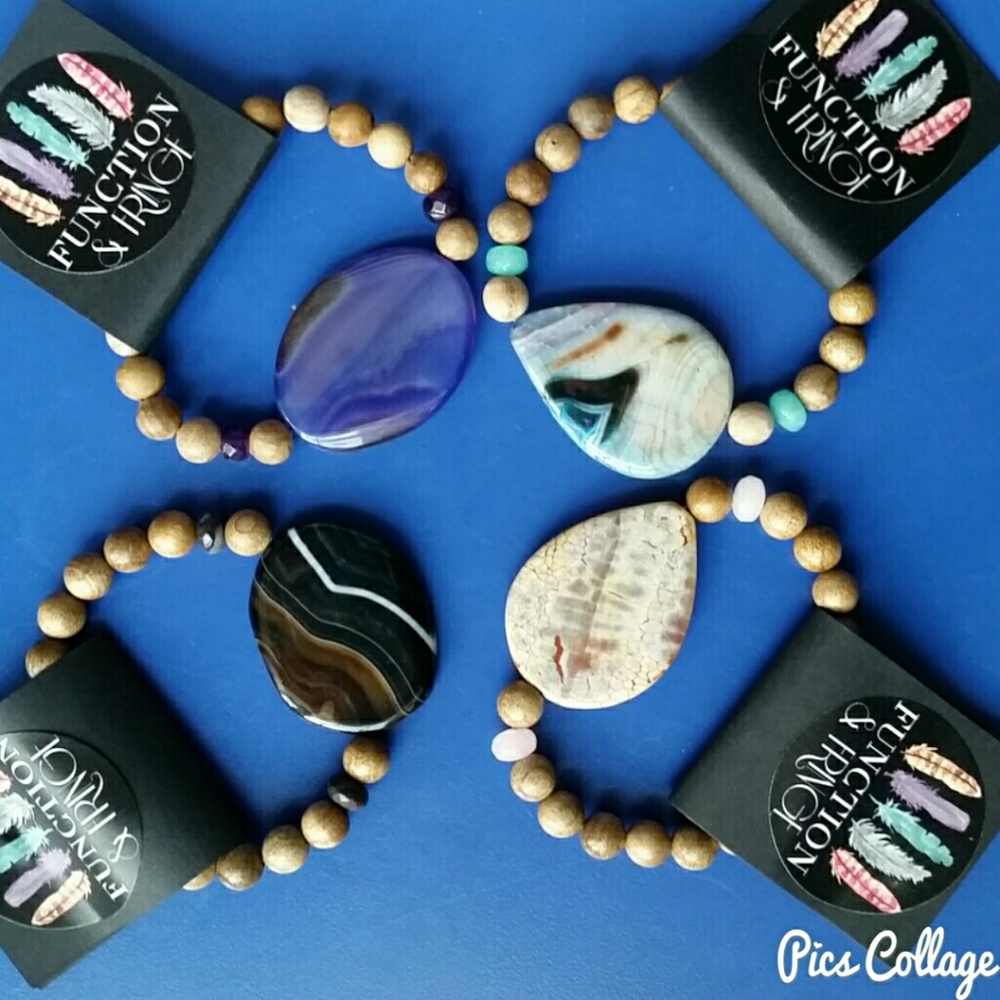 1 LEFT! Natural Agate Beaded Bracelets