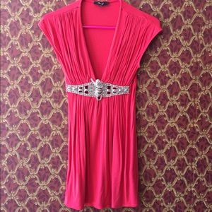 SKY Hot pink mini dress with tiger embellishment