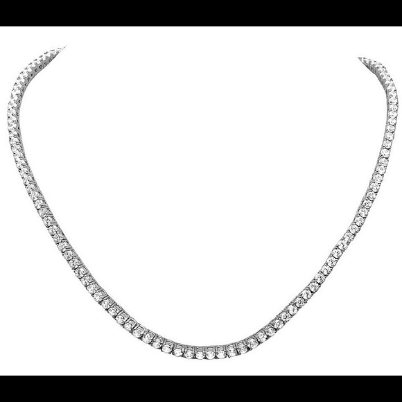 Iced Out Silver Lab Diamond Tennis Chain - Picture 2 of 5