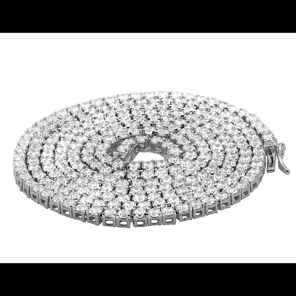 Iced Out Silver Lab Diamond Tennis Chain - Picture 5 of 5