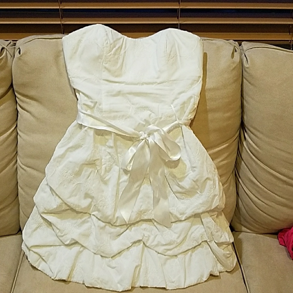 Strapless white dress