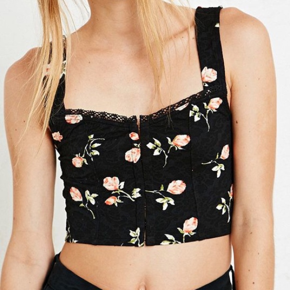 urban outfitters floral bustier crop top