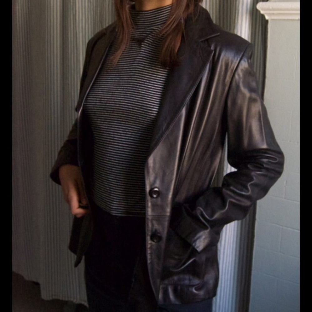 Vakko calfskin leather blazer