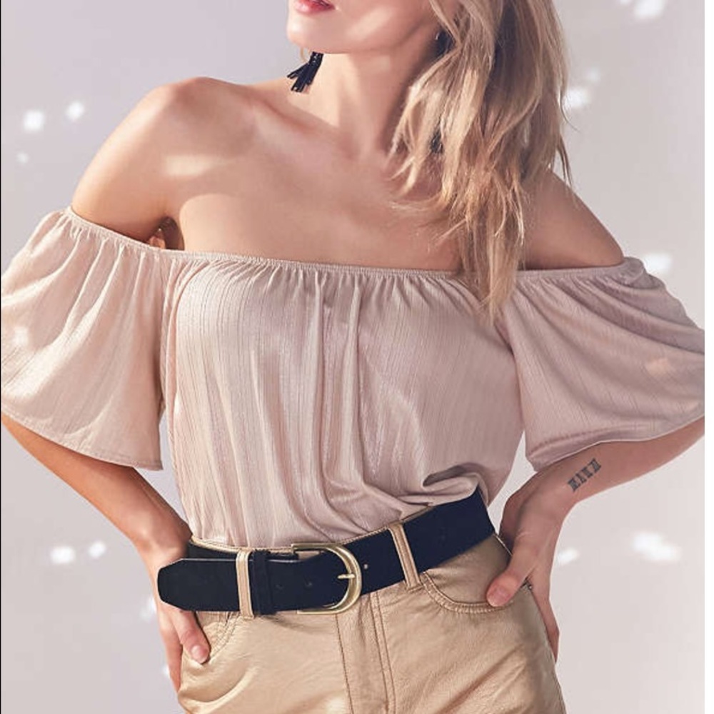 Urban Outfitters Ecote Shimmer OffThe Shoulder Top