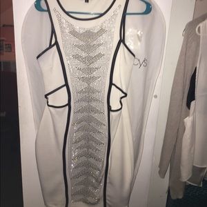 G by Guess white rhinestone cut out dress