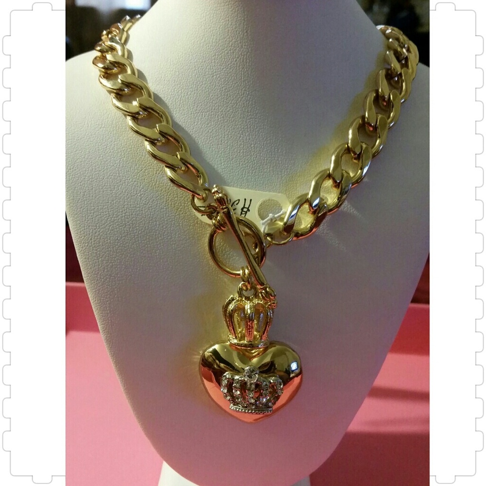 Gold-Tone Rhinestone Heart Necklace
