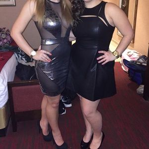 Faux leather A-line dress