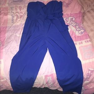 Blue sweat heart strapless jumpsuit