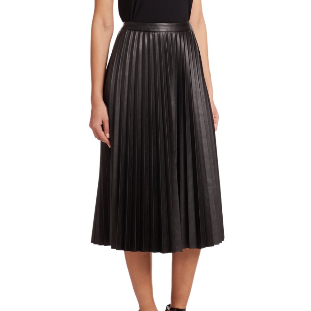 Black Pleated Pleather Skirt