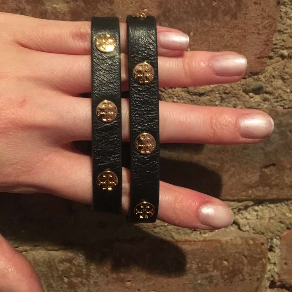 Tory Burch Leather Logo Wrap Bracelet