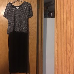 Dressbarn long evening dress black embellished 12