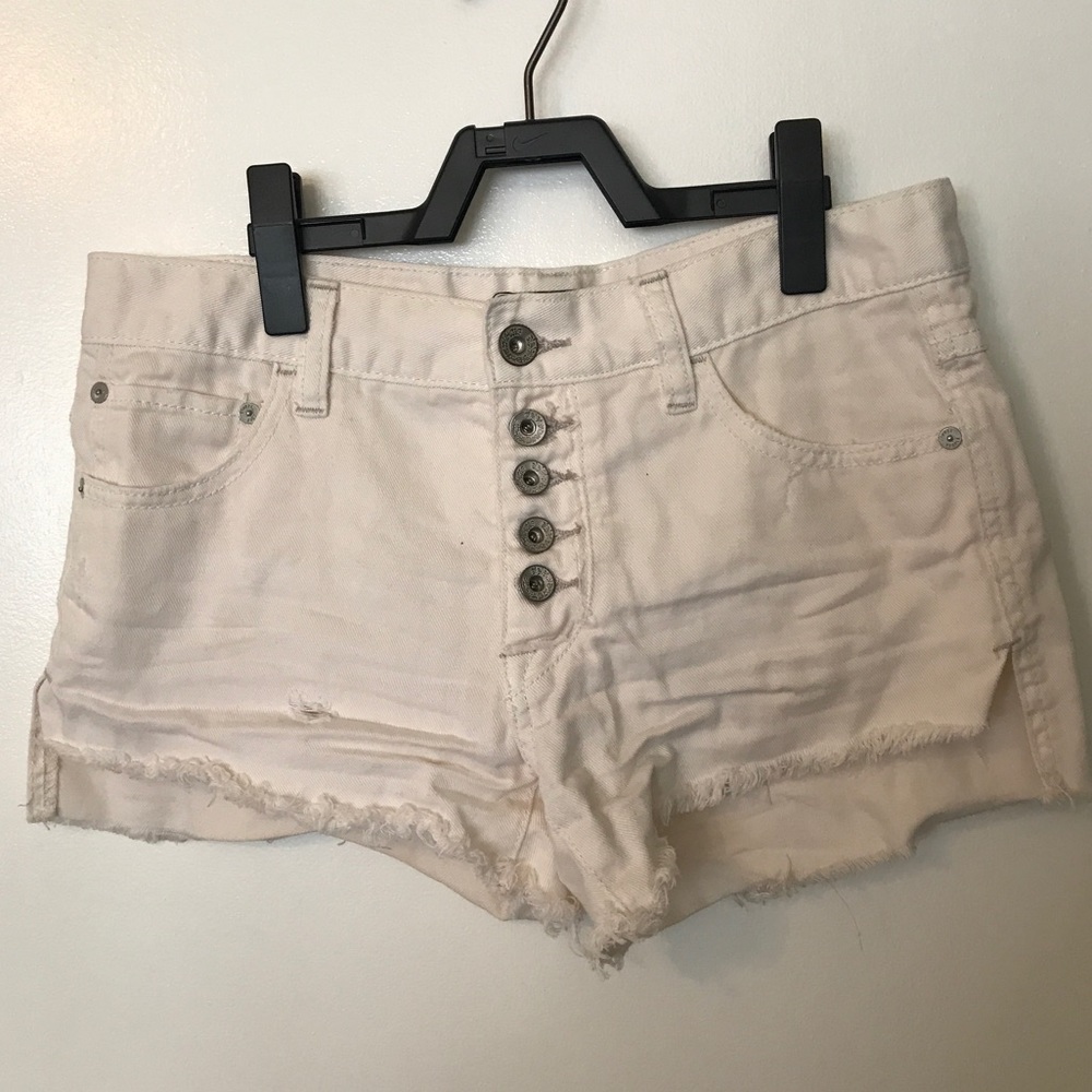 White jean shorts