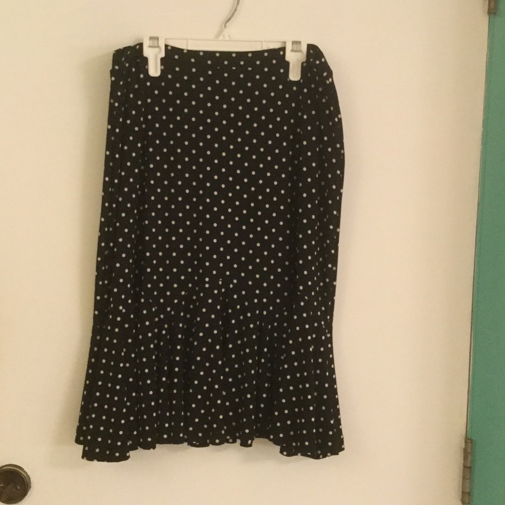 Polka dot below knee skirt