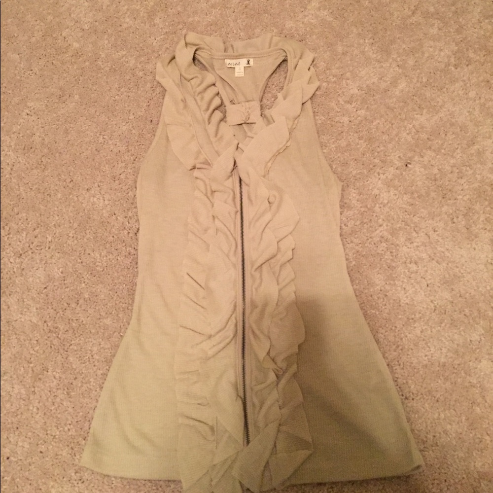 VGUC taupe ruffle tank top, size small