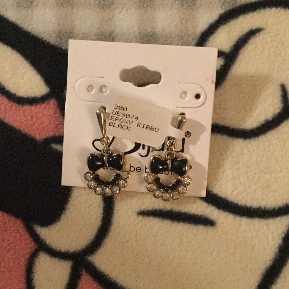 Small, Black Bow Earrings. Bijuju Brand
