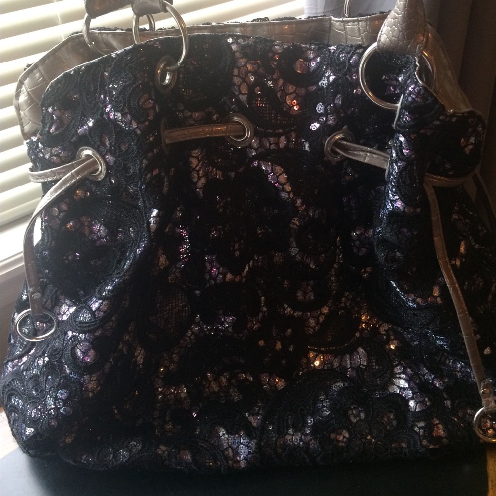 Sequin lace shoulder purse