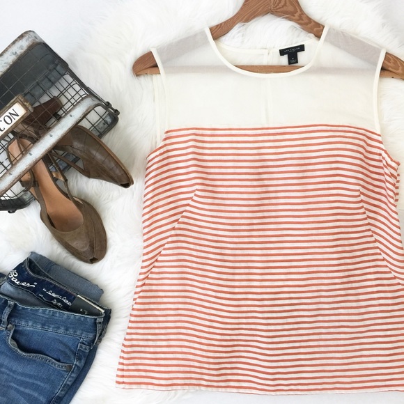 Ann Taylor Tops - Ann Taylor • Orange Stripe Sleeveless Blouse