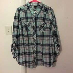 Blue button up. Torrid Size 1.