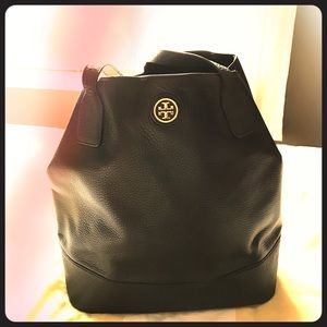 Tory burch black leather purse bag