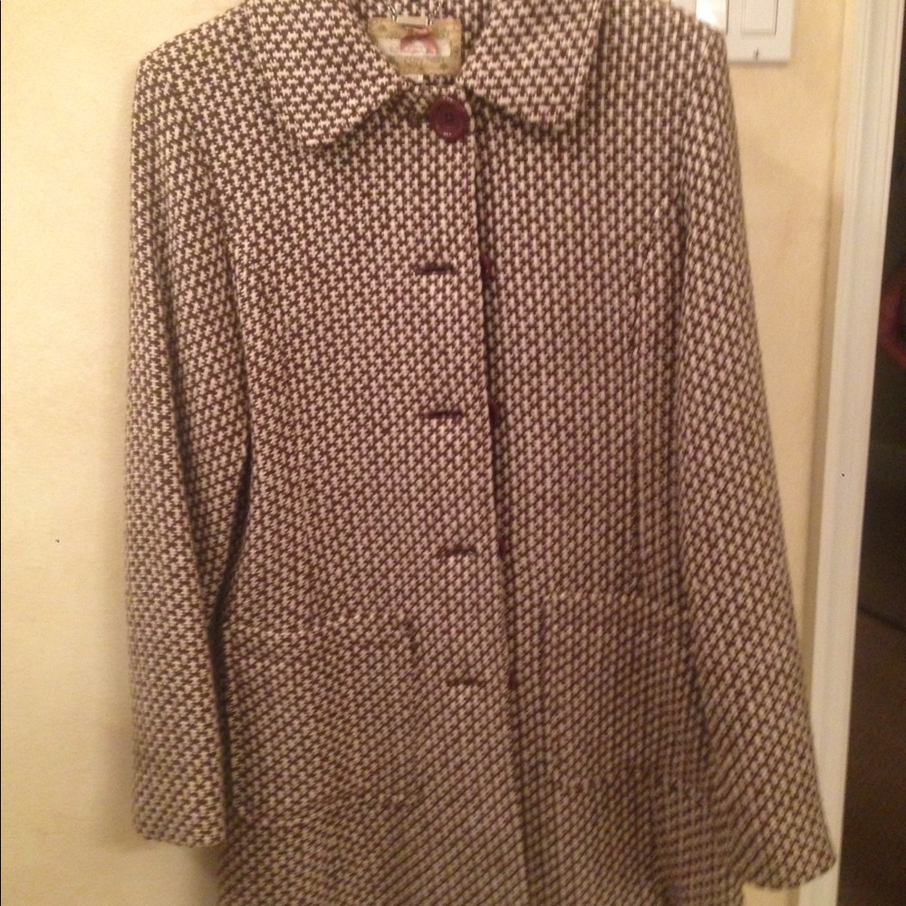 Brown - ivory wool coat