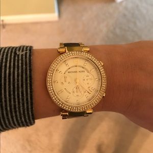 Michael Kors gold and brown Parker watch