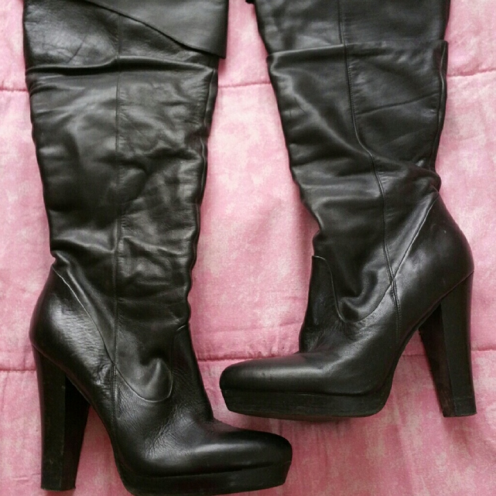 Jessica Simpson Black Cuffed Knee High Boots 8 1/2
