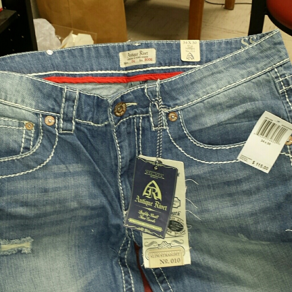 Antique rivet men jeans