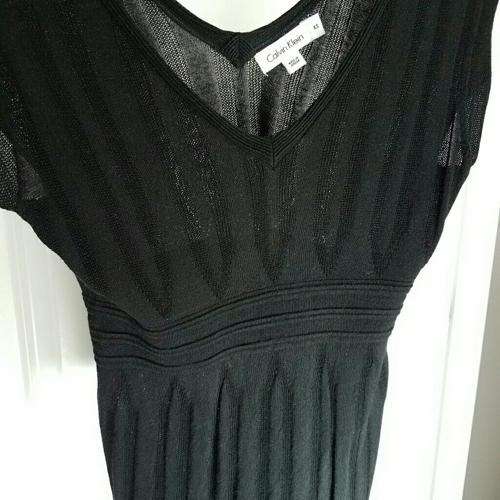 Calvin Klein Short-sleeved, Black Knit Blouse