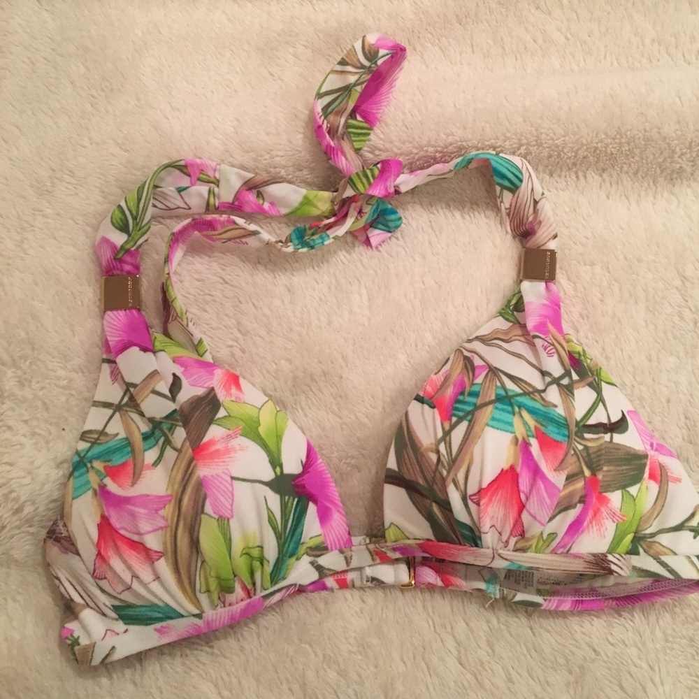 Victoria's Secret Swim Top Floral White NWOT XS